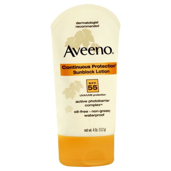 Aveeno Sunblock Lotion, Continuous Protection, SPF 55, 4 oz (112 g) at Kmart.com