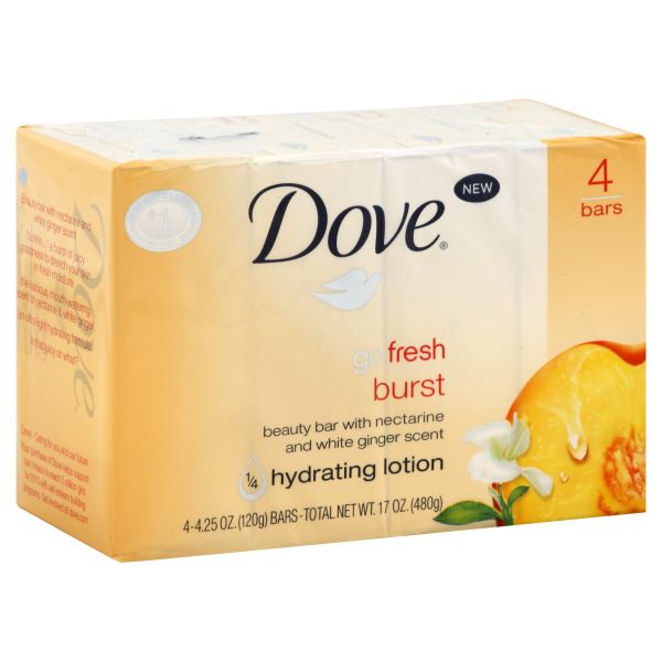 Dove Go Fresh Beauty Bar, with Nectarine and White Ginger Scent, 4 - 4.25 oz (120 g) bars [17 oz (480 g)] at Kmart.com