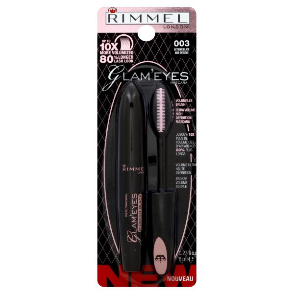Rimmel London Glam' Eyes High Definition Mascara, Ultra Volume, Extreme Black 003, 0.27 fl oz (8 ml) at Kmart.com