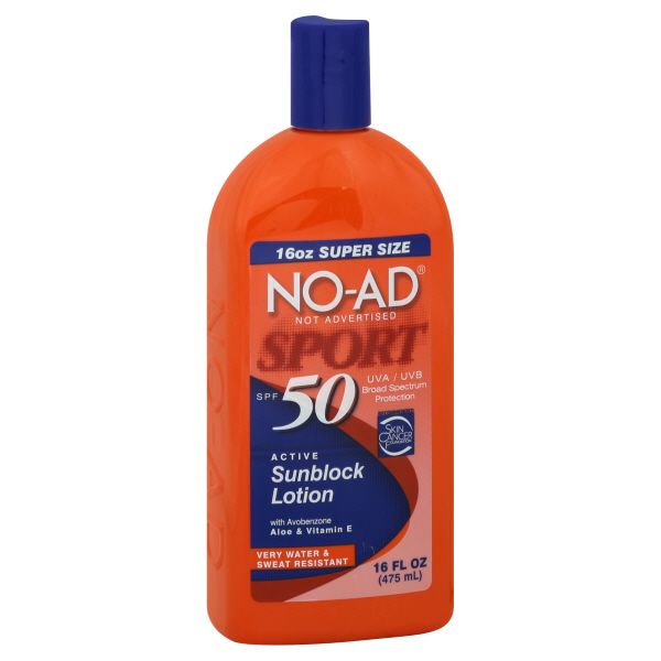 No-Ad Sunblock Lotion, Active, Sport, SPF 50, Super Size, 16 fl oz (475 ml) at Kmart.com