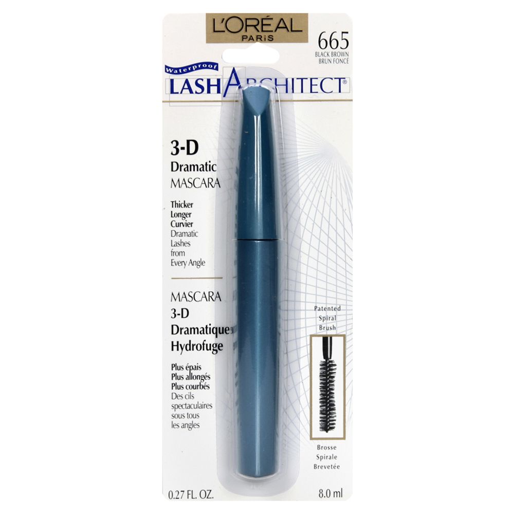 L'Oreal Lash Architect 3-D Dramatic Mascara with Spiral Brush, Waterproof, Black Brown 665, 0.27 fl oz (8.0 ml) at Kmart.com