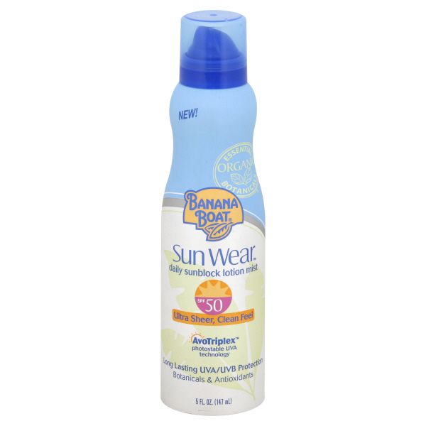 Banana Boat Sun Wear Daily Sunblock Lotion Mist, Ultra Sheer, Clean Feel, SPF 50, 5 fl oz (147 ml) at Kmart.com