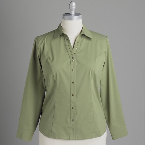 Kathy Che Women's Studded Placket Blouse - Plus