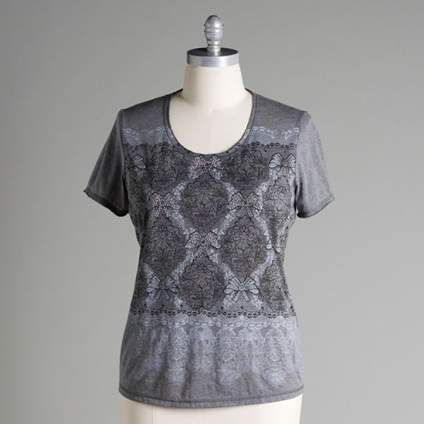 Beverly Drive Women's Plus Bow Print Top