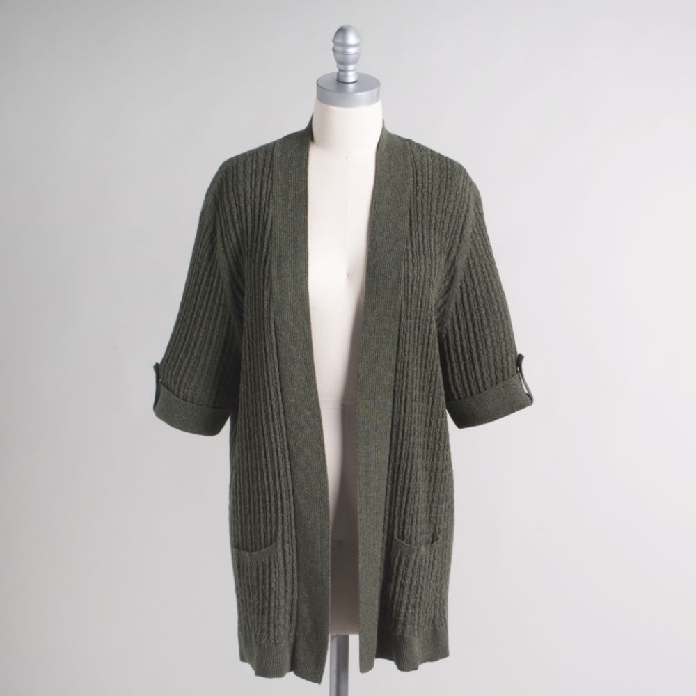 Laura Scott Women's Plus Open Front Sweater