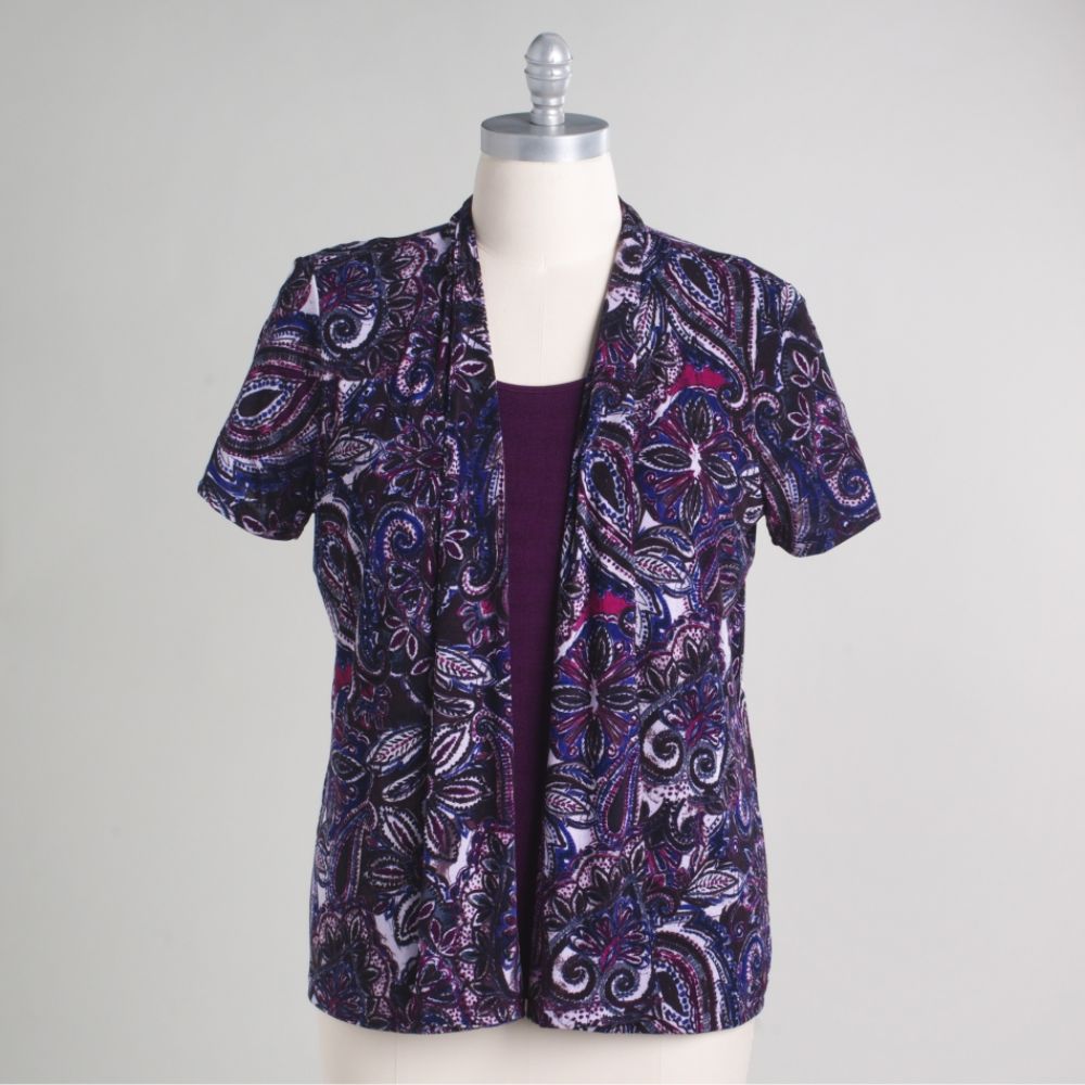 Laura Scott Women's Plus Floral Print Layered Look Top