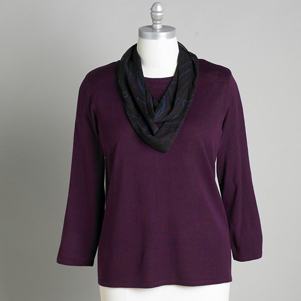 Sag Harbor Women's Scarf Sweater - Plus