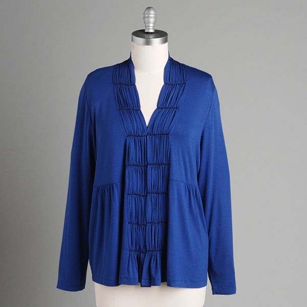 Apostrophe Women's Shirred Cardigan Sweater - Plus