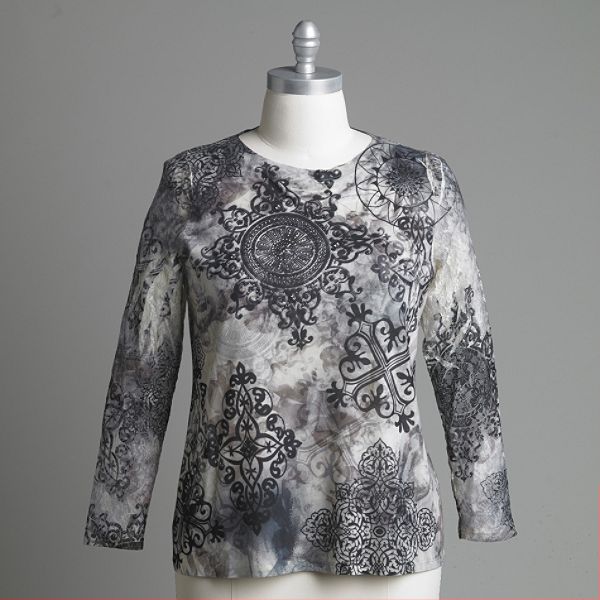 B.l.e.u. Women's Lace Sleeve Knit Top - Plus