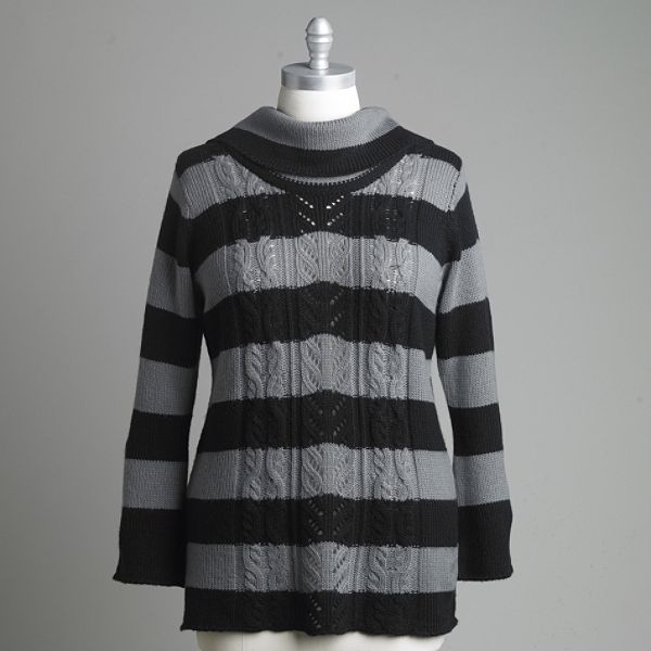 Canyon River Blues Women's Striped Cowlneck Sweater - Plus