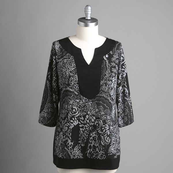 Covington Women's 3/4 Sleeve Splitneck Top - Plus