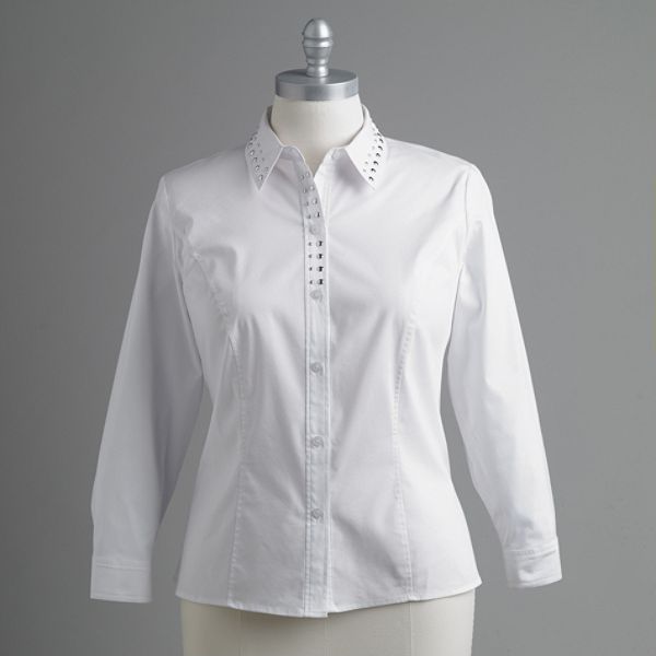 Kathy Che Women's Plus Long Sleeve With Shoulder Studs