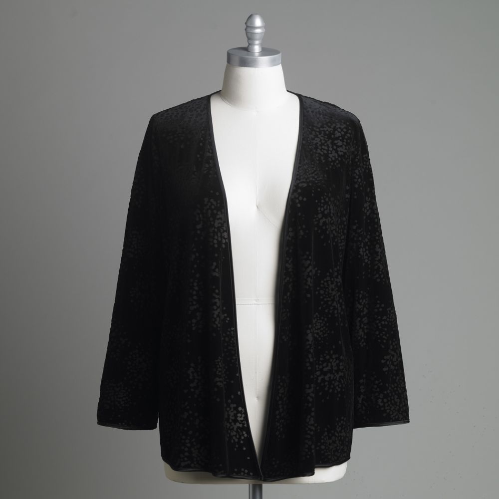Laura Scott Women's Drape Burnout Velour Cardigan - Plus