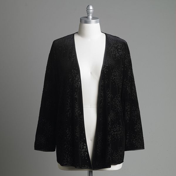 Laura Scott Women's Drape Burnout Velour Cardigan - Plus