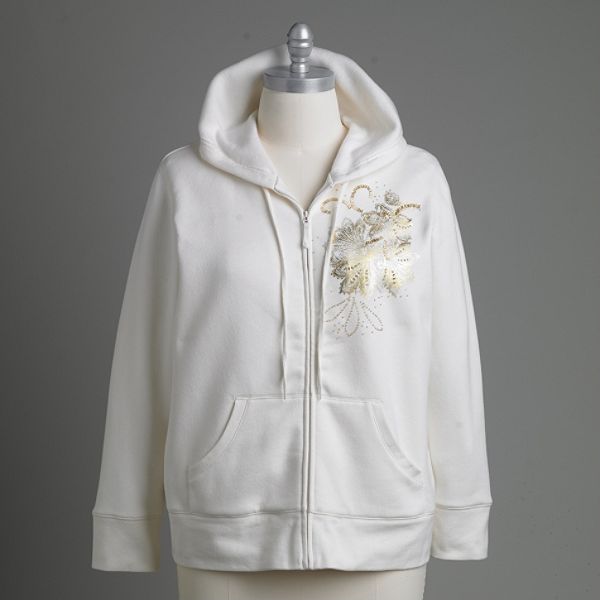 Laura Scott Women's Embellished Fleece Hoodie - Plus