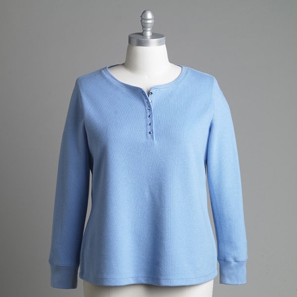 Laura Scott Women's Flatback Henley Top - Plus