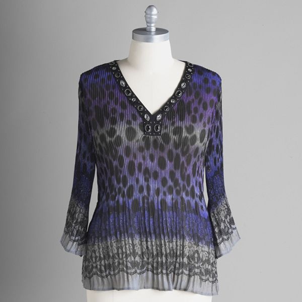 Covington Women's Plus Beaded Print Tunic Top