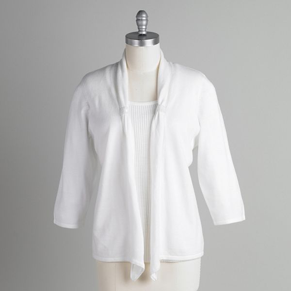 Sag Harbor Women's 3/4 Sleeve Embellished Sweater - Plus