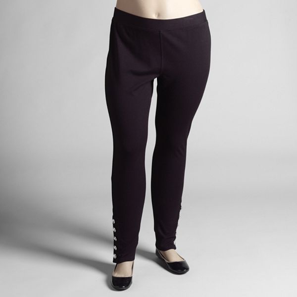 Apostrophe Women's Plus Rhinestone Ponte Pants