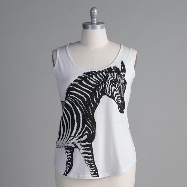 Beverly Drive Women's Plus Zebra Print Tank Top