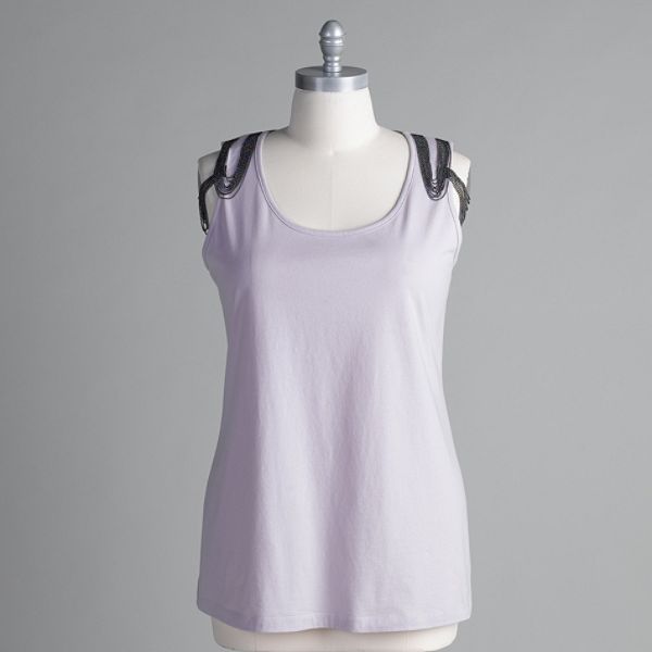 Beverly Drive Women's Plus Chain Embellished Top