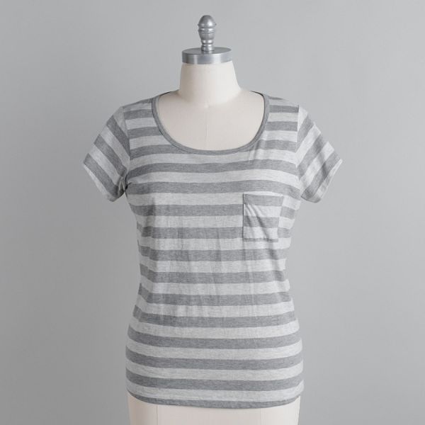 American Star Women's Plus Striped Pocket Tee