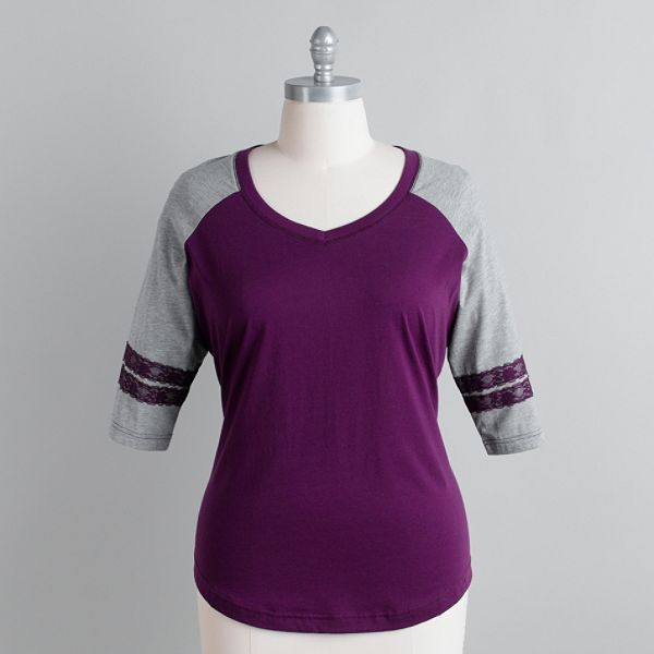 American Star Women's Plus Raglan 3/4 Sleeve Tee
