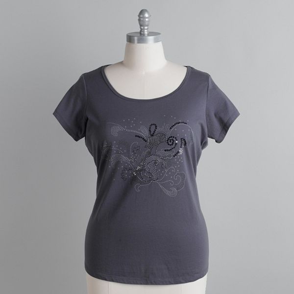 American Star Women's Plus Sequined Tee