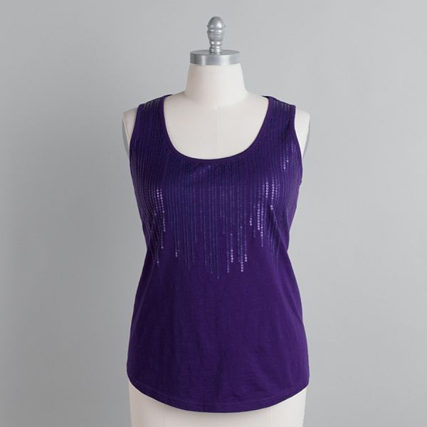 American Star Women's Plus Sequin Adorned Tank Top