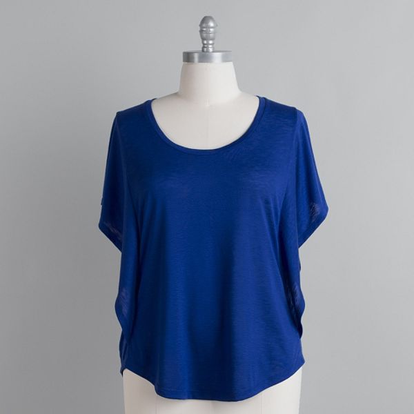 American Star Women's Plus Solid Cascade Sleeve Top