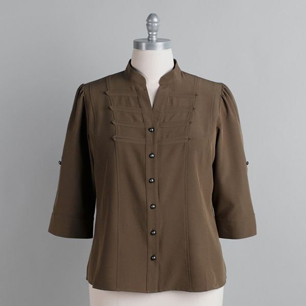 Kathy Che Women's Plus Military-inspired Blouse