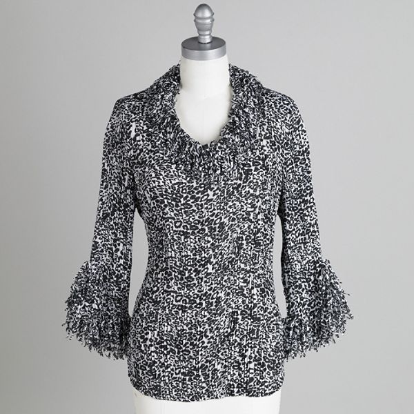 Laura Scott Women's Plus Animal-print Blouse