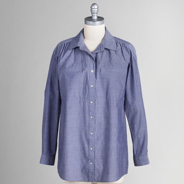 Apostrophe Women's Plus Zip Pocket Boyfriend Blouse
