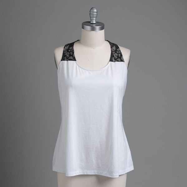 Beverly Drive Women's Plus Lace Racerback Tank