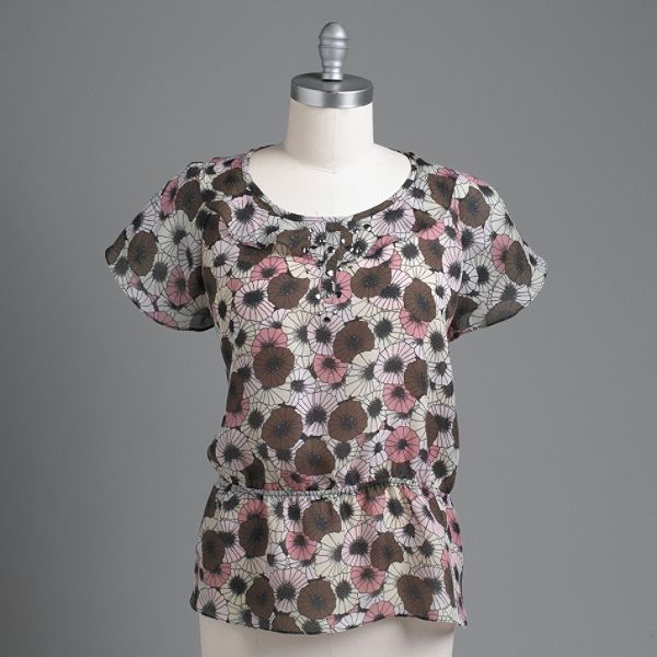 Sag Harbor Women's Plus Print Peasant Top