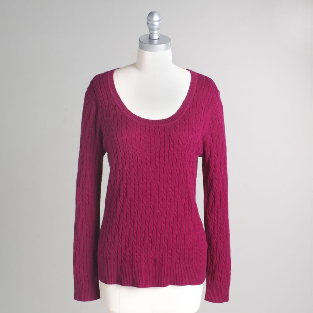 Laura Scott Women's Solid Cable Knit Sweater