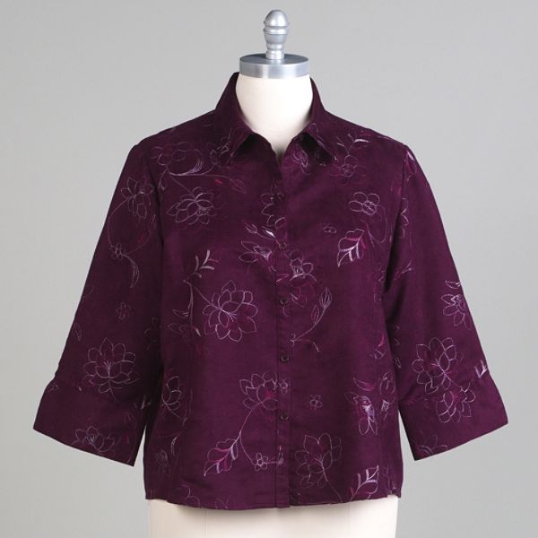 Sag Harbor Women's Emblem Faux Suede Top - Plus