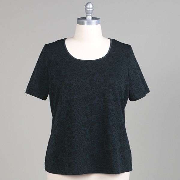 Sag Harbor Women's Lace Texture Tee - Plus