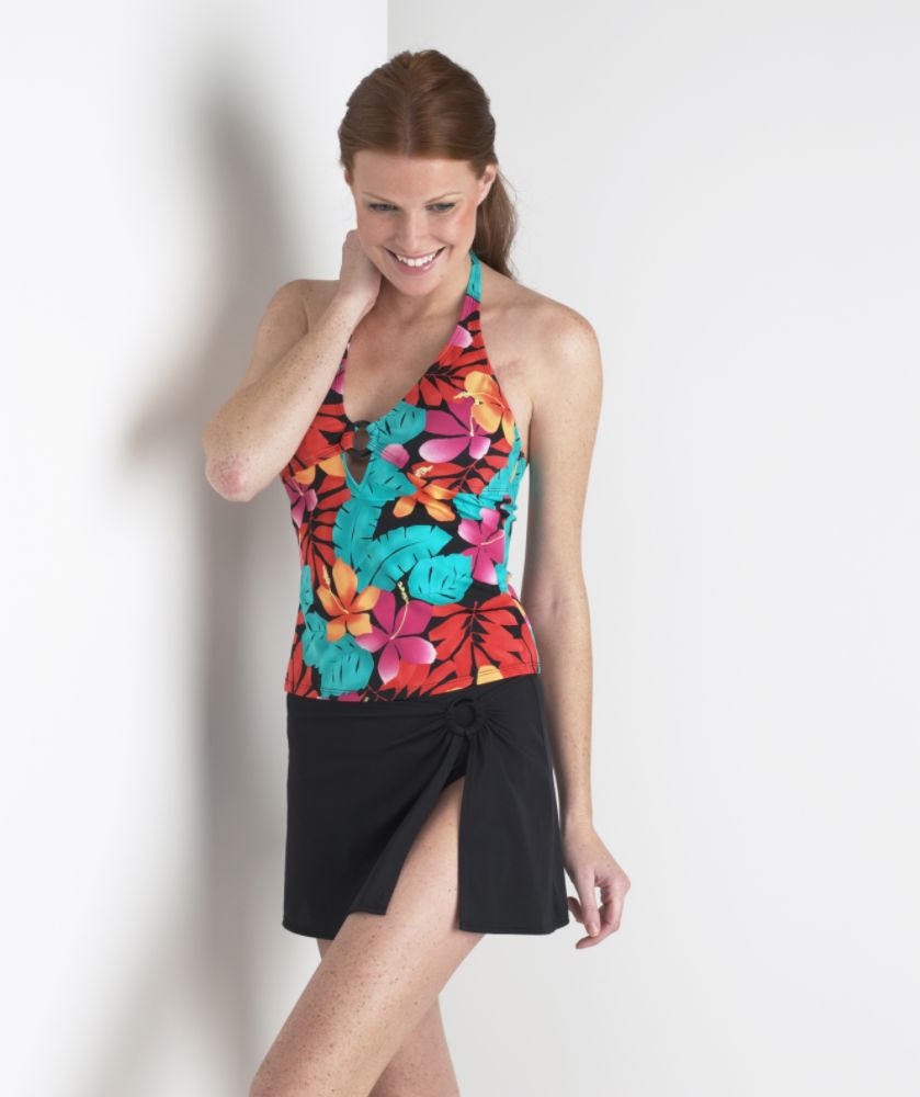 Tropical Escape Women's Plus Printed Halter Tankini Skirt