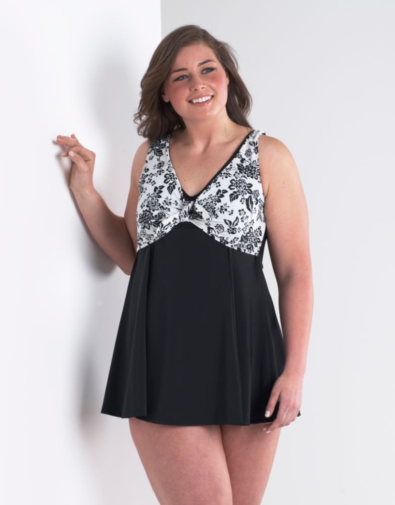 Tropical Escape Women's Plus Cache Tie Front Dress