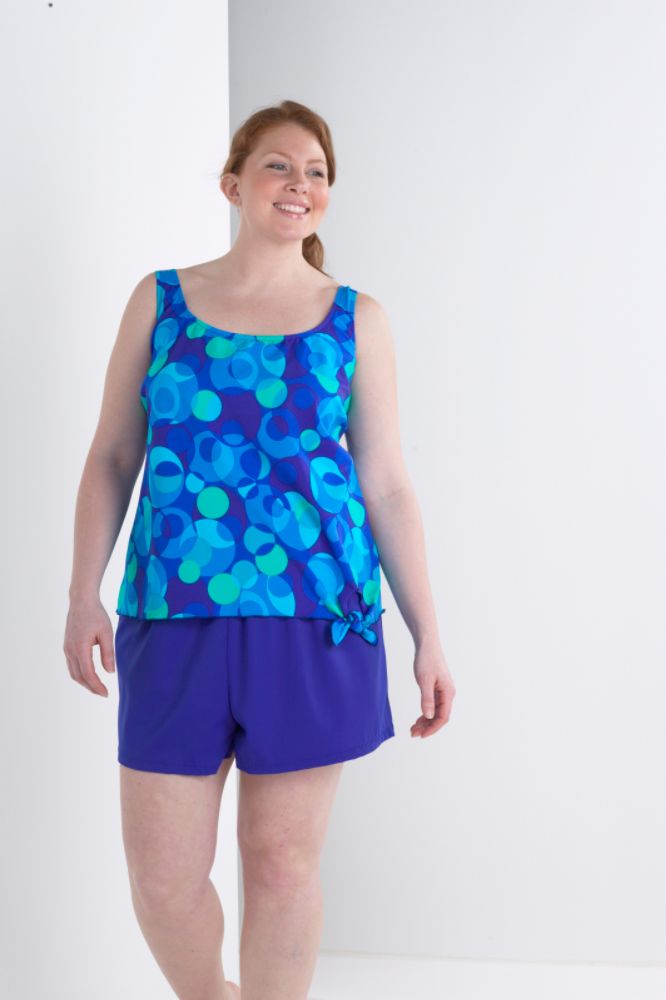 Tropical Escape Women's Plus Blouson with Solid Pants Kaleidoscope