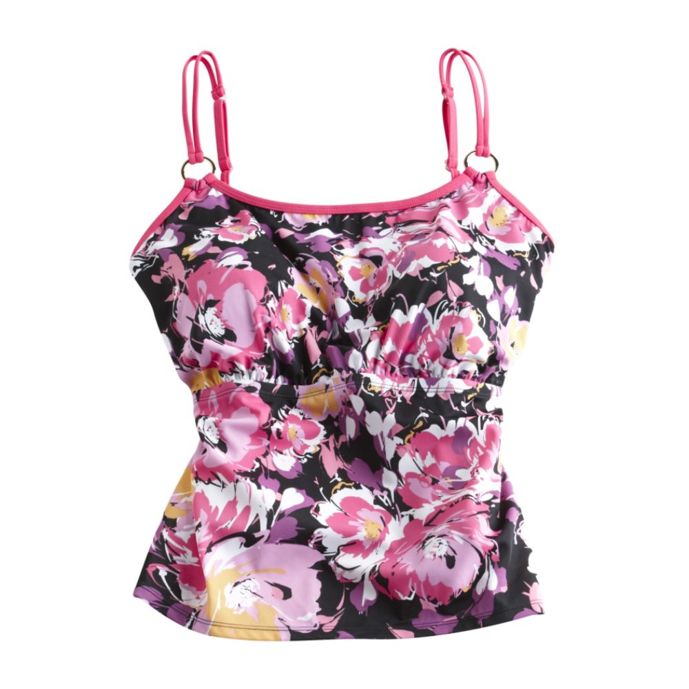 Tropical Escape Women's Plus Floral Print Tankini Top