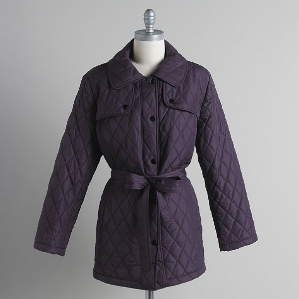 Fleet Street Women's Quilted Jacket With Belt - Plus