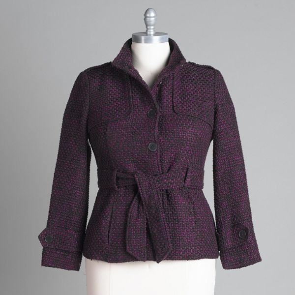 Outer Edge Women's Belted Wool Coat - Plus