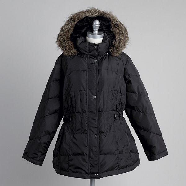 Weather Tamer Women's Plus Quilted Faux Fur Hood Jacket