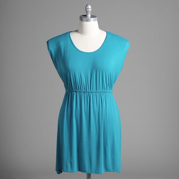 Tropical Escape Women's Plus Cap Sleeve Dress With Cinched Waist -