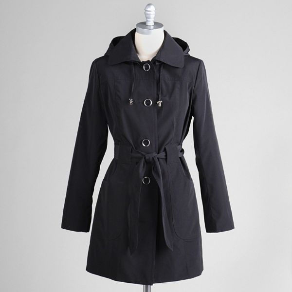 Laura Scott Women's Plus Single Breasted Hooded Trench Coat