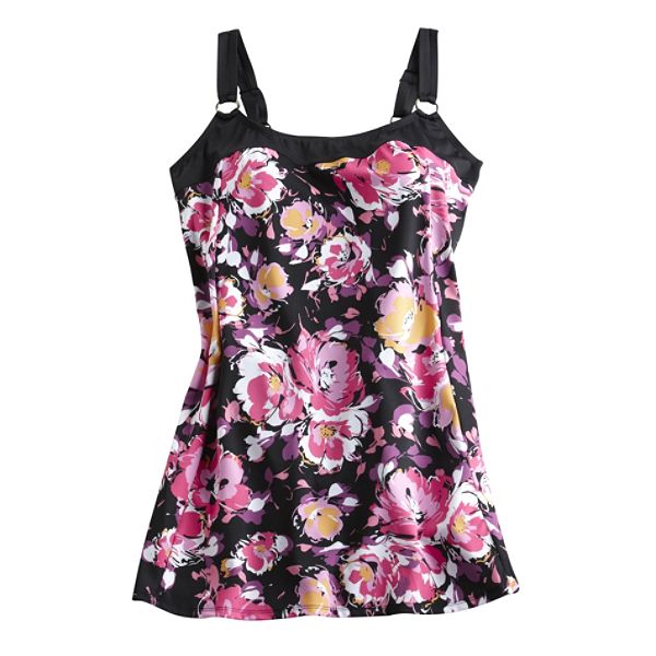 Tropical Escape Women's Plus Floral Print Swim Dress