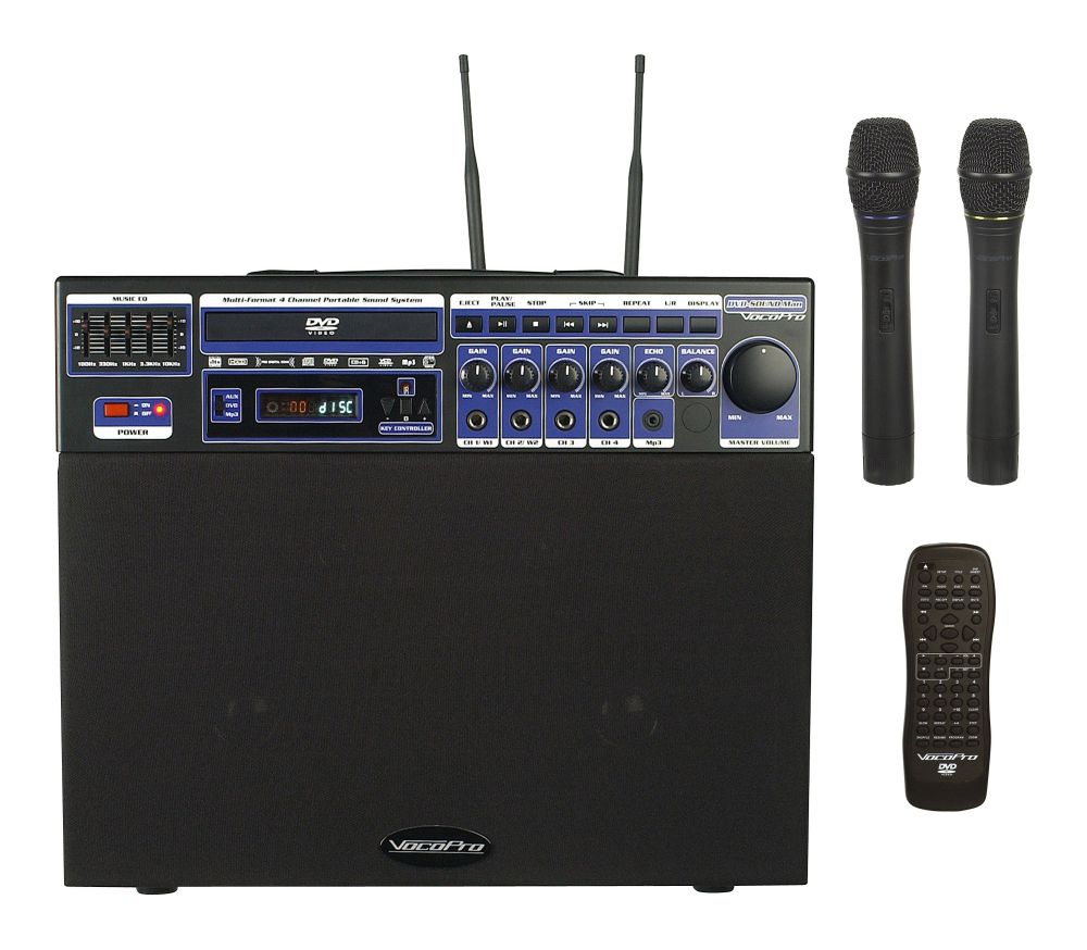 Voco Pro DVD-Soundman 80W Multi-Format 4 Channel Portable Sound Sytem with 2 Channel Wireless Mic Module at Kmart.com