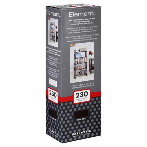 Atlantic Element Media Rack, 230, Espresso, 1 rack